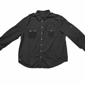 VINTAGE RALPH LAUREN RLPC SAFARI COLL MEN'S XXL BLACK MILITARY EPAULETTES SHIRT